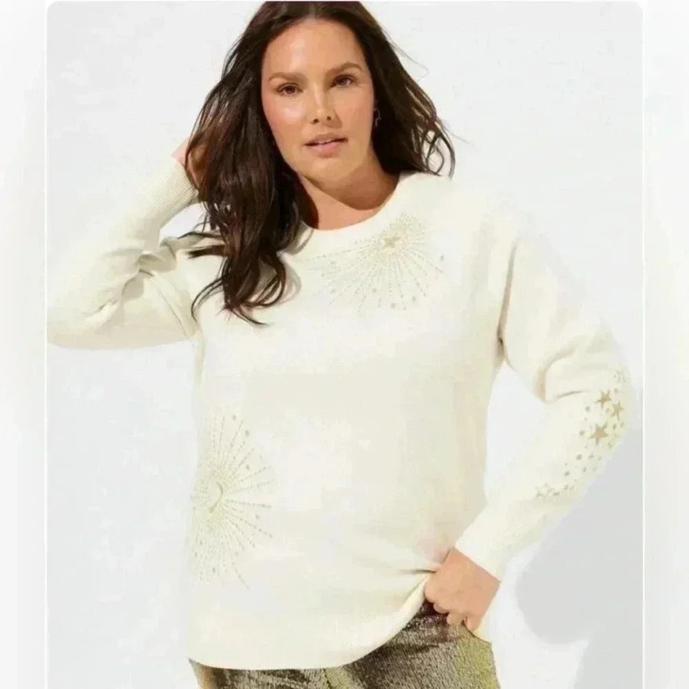 Torrid Womens Pullover Crew Sweater Starbust Plus Size 0 (L-12)
